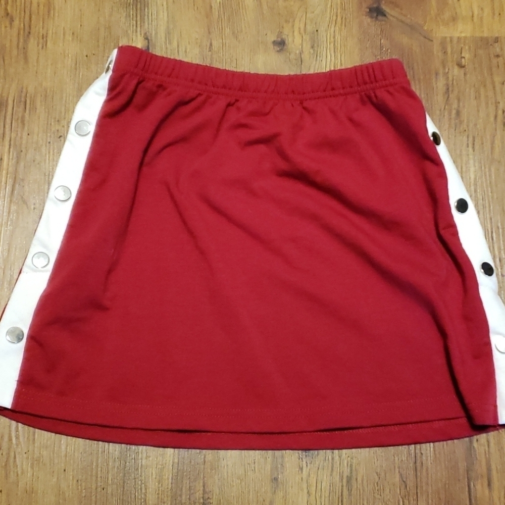 Shein soft stretch dark red and white skirt